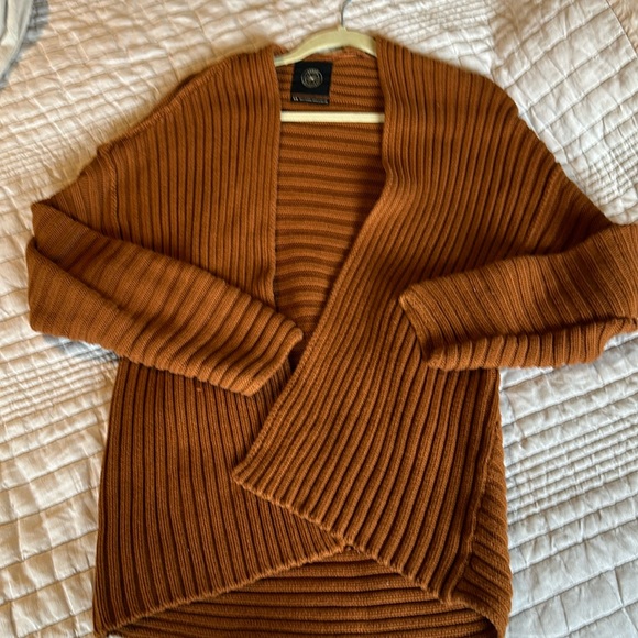 UO Leo Ribbed Open-Front Cardigan - Copper - Picture 4 of 5